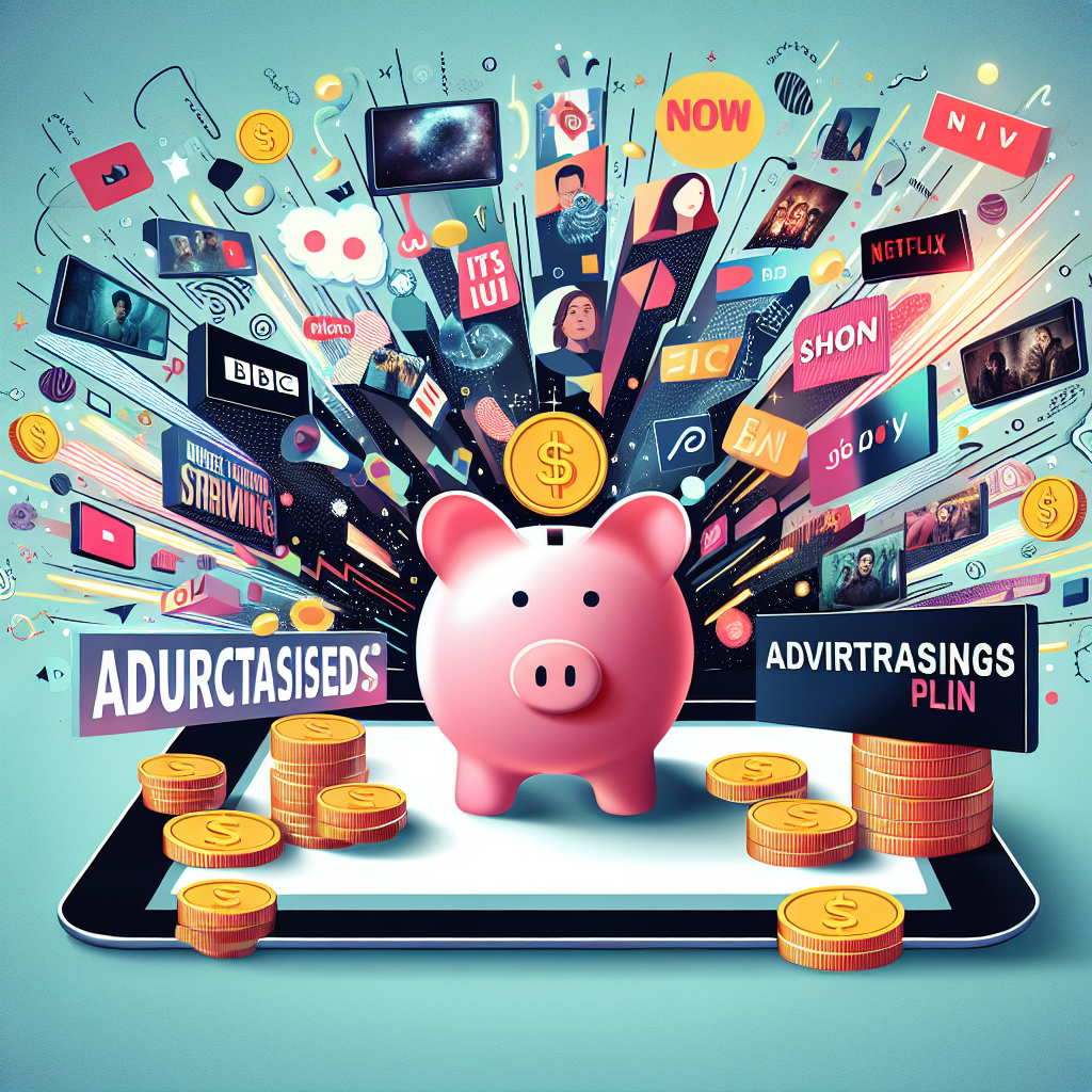 "Logo Netflix dengan teks 'Paket Berlangganan Murah dengan Iklan' di latar belakang pemandangan kota Asia Tenggara, menggambarkan strategi baru Netflix untuk menarik lebih banyak pelanggan di kawasan ini."