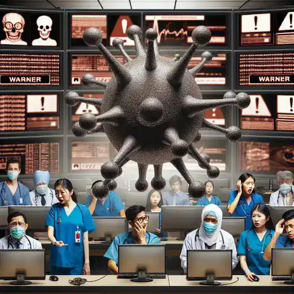 "Gráfico que muestra el aumento del 300% en ataques de ransomware dirigidos a hospitales en Java en 2023, destacando la creciente amenaza cibernética en el sector de la salud."